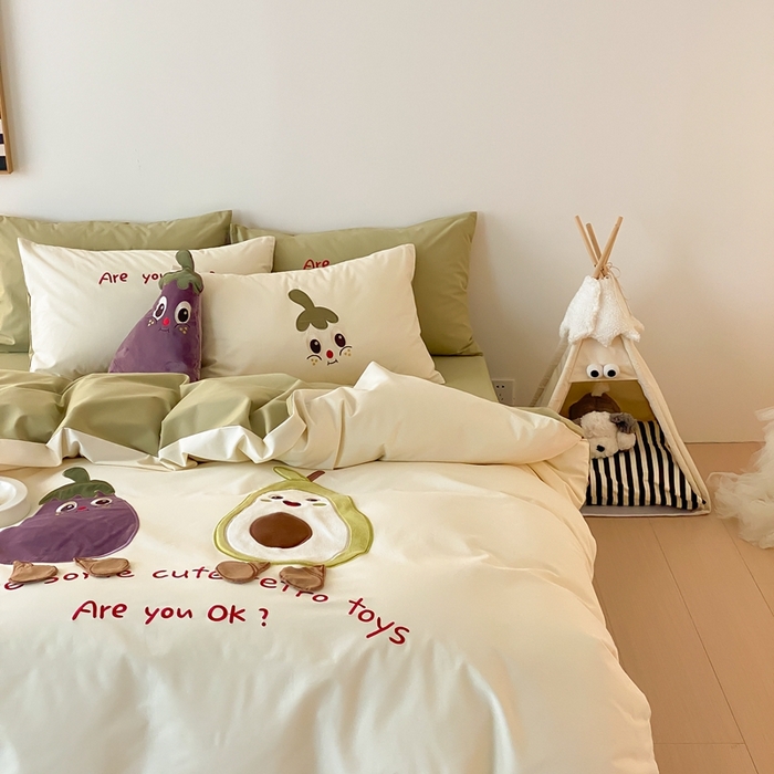 91家纺网 家纺一手货源 找家纺 朗莎家纺 2024新款卡通系列磨毛五件套 茄程似锦