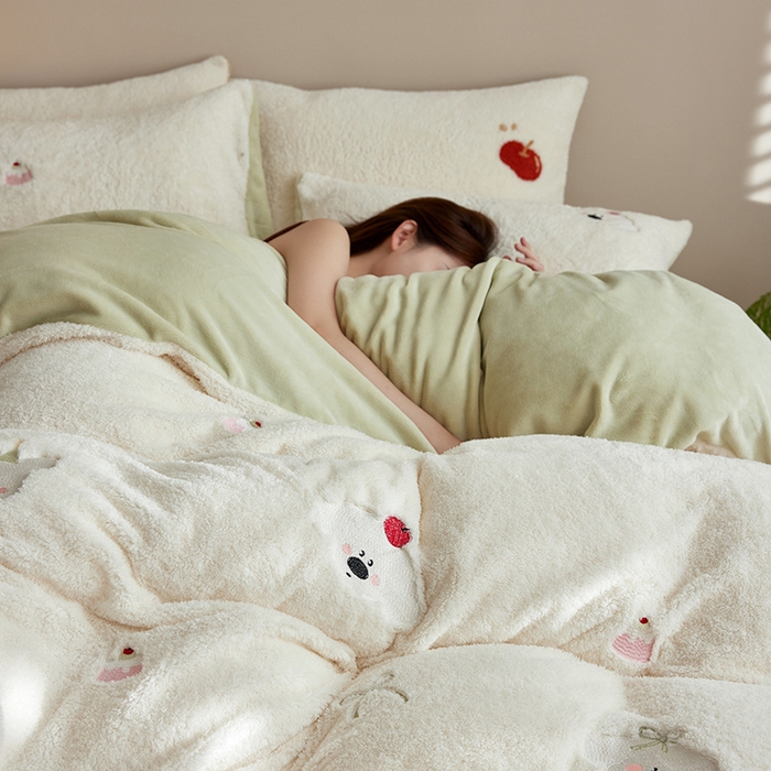 91家纺网 家纺一手货源 找家纺 （总）简纯主义 2025新款加厚保暖泰迪绒四件套