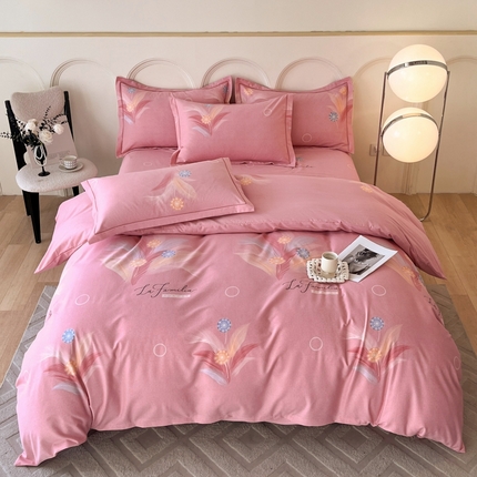 91家纺网 家纺一手货源 找家纺 铭成 2024新款全棉生态喷气加厚磨毛单品被套花未闻-粉