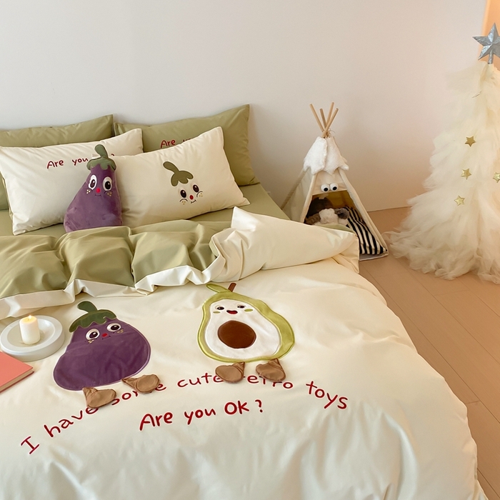 91家纺网 家纺一手货源 找家纺 朗莎家纺 2024新款卡通系列磨毛五件套 茄程似锦