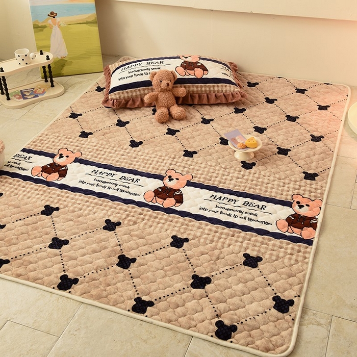 91家纺网 家纺一手货源 找家纺 美达家纺 2025新款牛奶绒印花地垫系列 小熊维尼