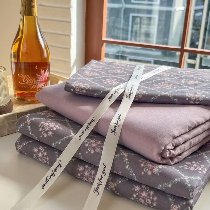 91家纺网 家纺一手货源 找家纺 一比一家纺 2025新款全棉母婴级抗菌有氧全棉双层纱亲肤全棉小清新印花三件套四件套 花郁悠然