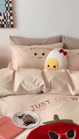 91家纺网 家纺一手货源 找家纺 朗莎家纺 2024新款卡通系列磨毛五件套 柿柿如意