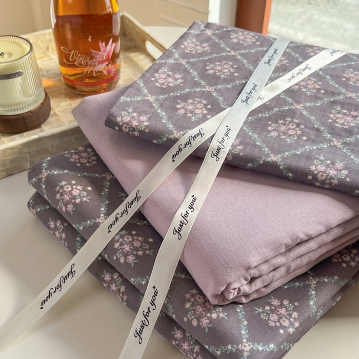 91家纺网 家纺一手货源 找家纺 一比一家纺 2025新款全棉母婴级抗菌有氧全棉双层纱亲肤全棉小清新印花三件套四件套 花郁悠然