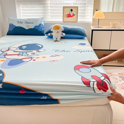 91家纺网 家纺一手货源 找家纺 孩子王家纺 2025新款三丽鸥太空人全棉卡通床笠单件床罩床垫保护罩全包床单被套 星际征程