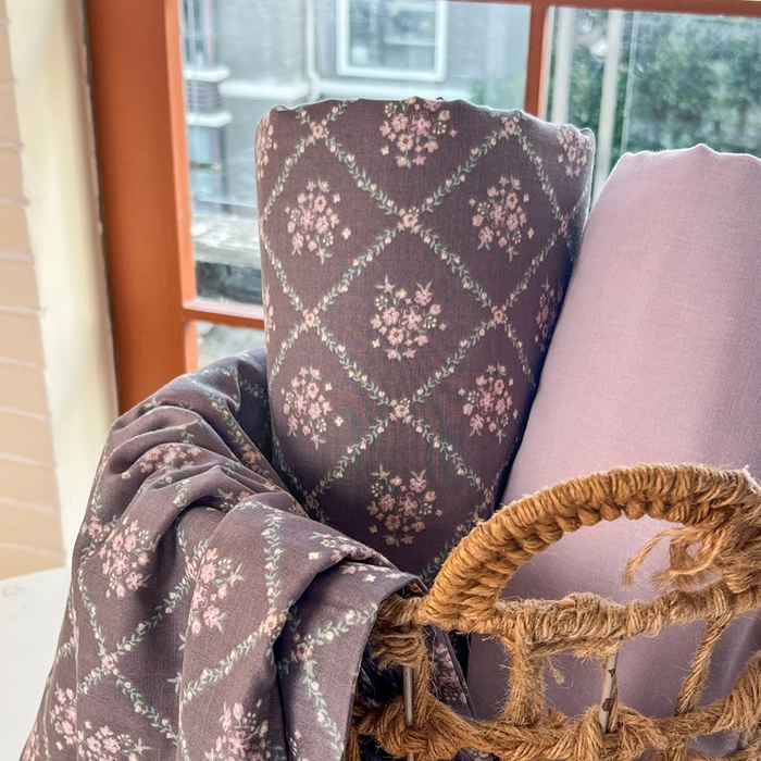 91家纺网 家纺一手货源 找家纺 一比一家纺 2025新款全棉母婴级抗菌有氧全棉双层纱亲肤全棉小清新印花三件套四件套 花郁悠然