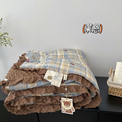 91家纺网 家纺一手货源 找家纺 （总）佰织鑫家居 2024新款全棉法式花边懒人豆豆被