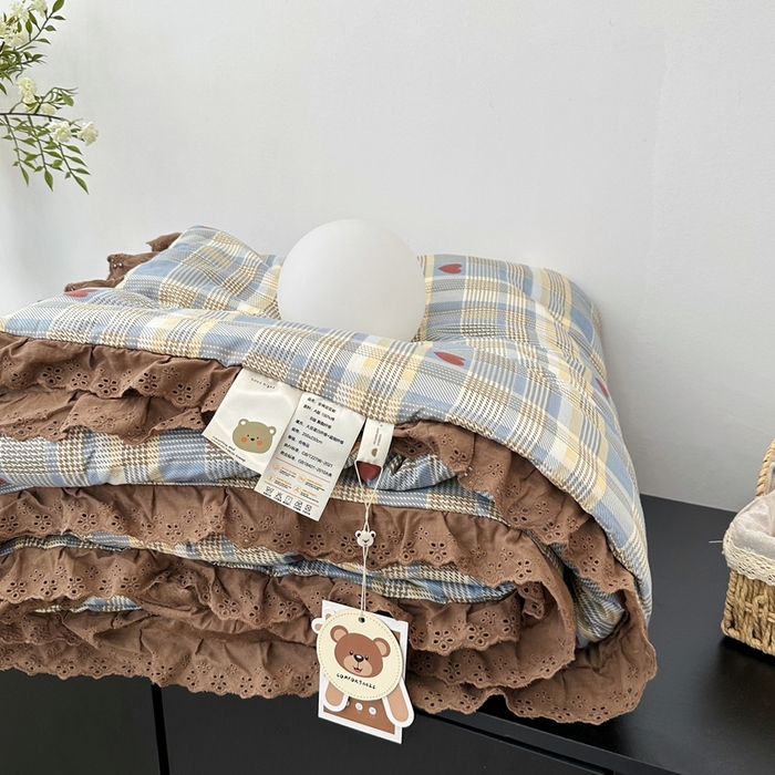 91家纺网 家纺一手货源 找家纺 佰织鑫家居 2024新款全棉法式花边懒人豆豆被 莱恩