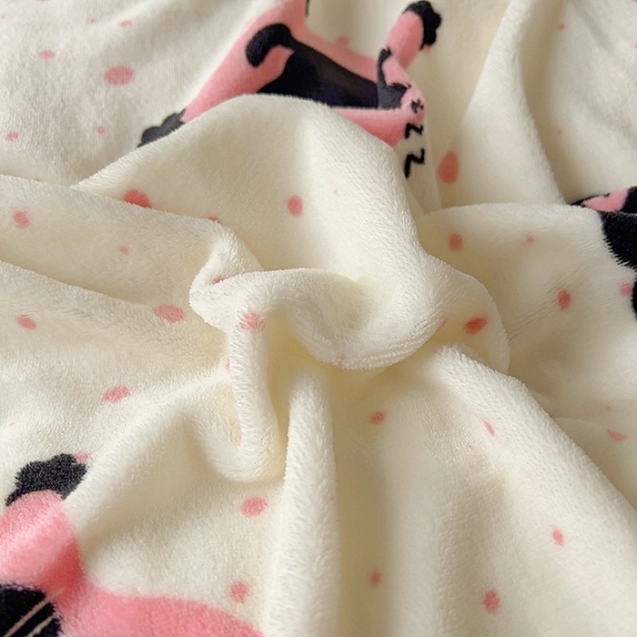 91家纺网 家纺一手货源 找家纺 美梦家纺 2024新款牛奶绒简单款夹棉床盖四件套 晚安猫