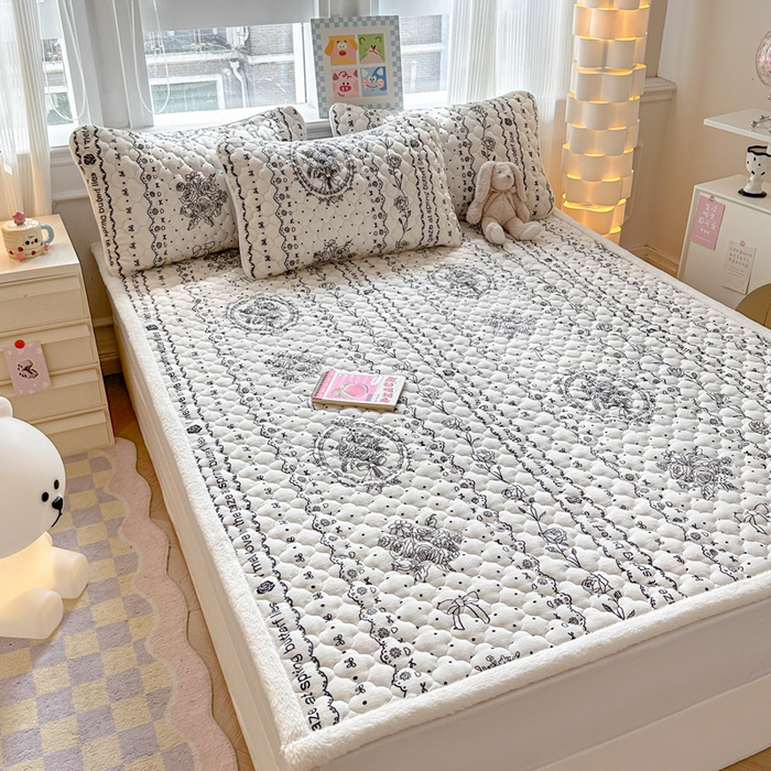 91家纺网 家纺一手货源 找家纺 慕尚家纺 2025牛奶绒床盖床褥被套三件套四件套 床垫-摩登花园