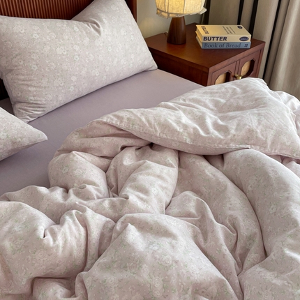 91家纺网 家纺一手货源 找家纺 （总）一比一家纺 2025新款全棉母婴级抗菌有氧全棉双层纱亲肤全棉小清新印花三件套四件套