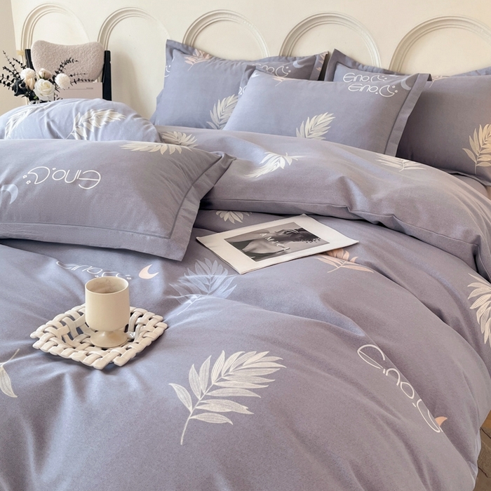 91家纺网 家纺一手货源 找家纺 铭成 2024新款全棉生态喷气加厚磨毛单品被套锦瑟月华-灰