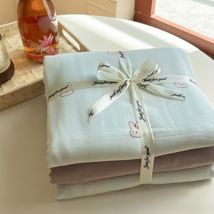 一比一家纺 2025新款全棉母婴级抗菌有氧全棉双层纱亲肤全棉小清新印花三件套四件套 彼得兔