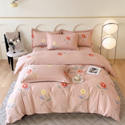 91家纺网 家纺一手货源 找家纺 铭成 2024新款全棉生态喷气加厚磨毛单品被套法风小香-粉