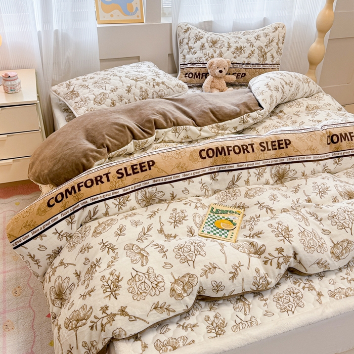 91家纺网 家纺一手货源 找家纺 慕尚家纺 2025牛奶绒床盖床褥被套三件套四件套 床垫-安逸