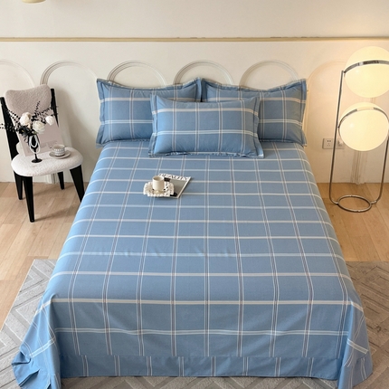 铭成 2024新款全棉生态喷气加厚磨毛单品床单艾格拉-蓝