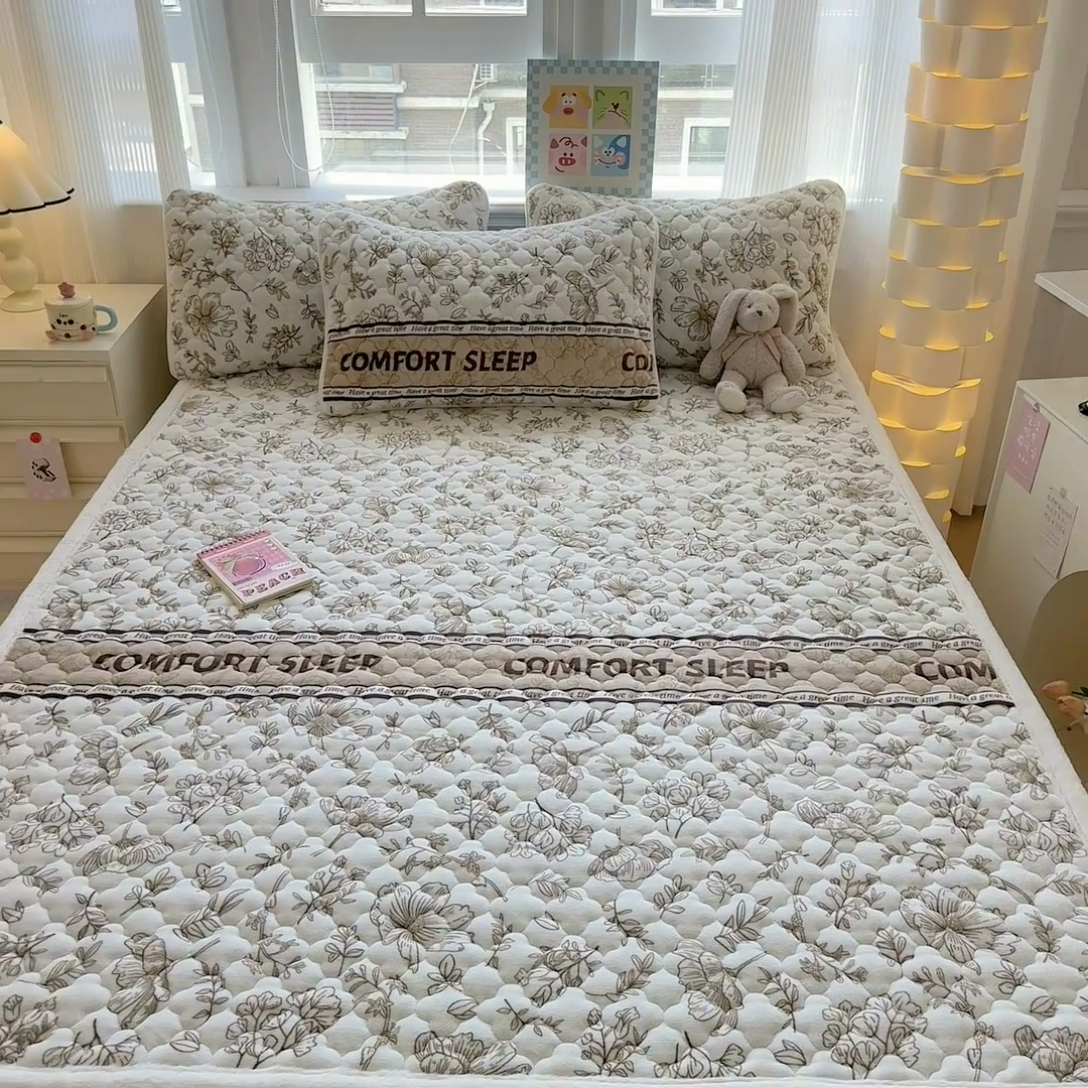 91家纺网 家纺一手货源 找家纺 慕尚家纺 2025牛奶绒床盖床褥被套三件套四件套 床垫-安逸