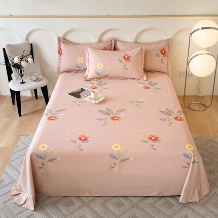 91家纺网 家纺一手货源 找家纺 铭成 2024新款全棉生态喷气加厚磨毛单品床单法风小香-粉