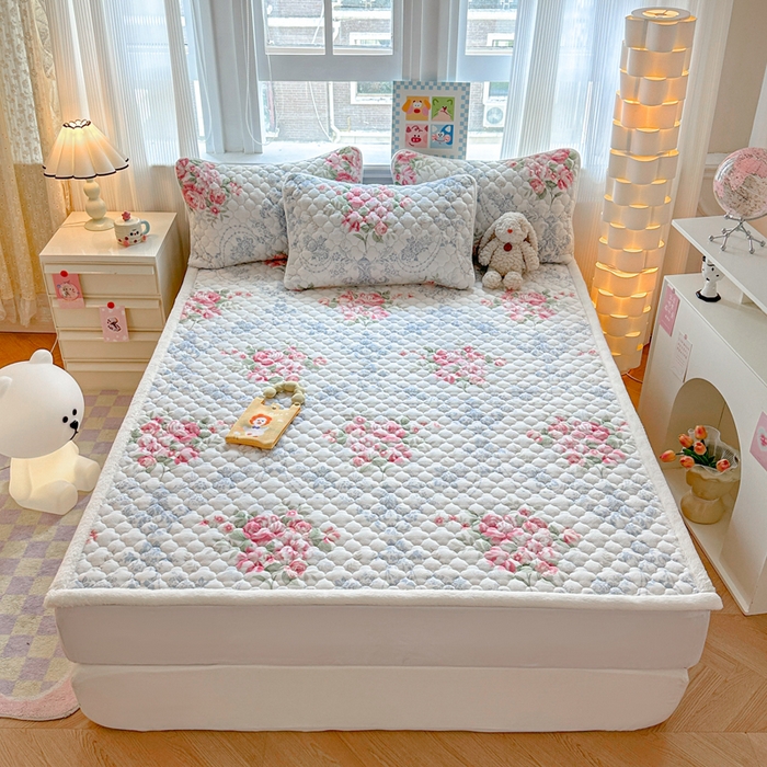 91家纺网 家纺一手货源 找家纺 慕尚家纺 2025牛奶绒床盖床褥被套三件套四件套 床垫-画意