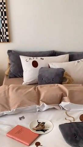 91家纺网 家纺一手货源 找家纺 朗莎家纺 2024新款卡通系列磨毛五件套 咖富即贵