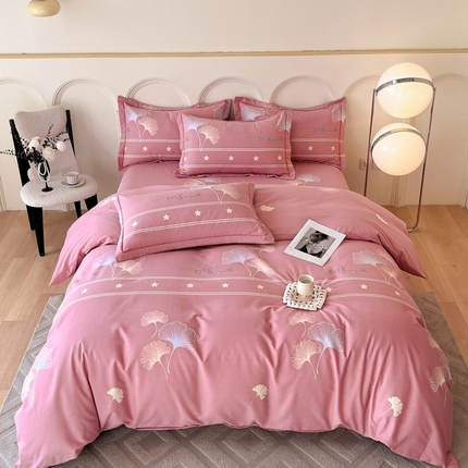 91家纺网 家纺一手货源 找家纺 铭成 2024新款全棉生态喷气加厚磨毛单品被套风中倩影-豆沙