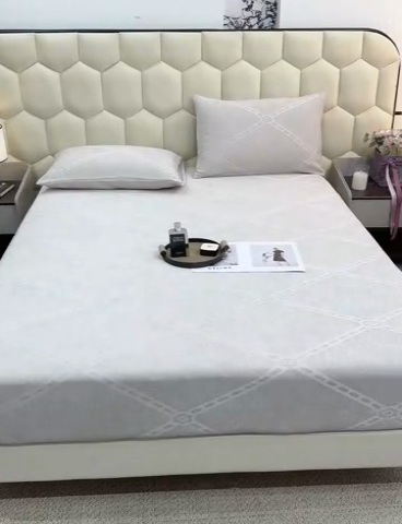 91家纺网 家纺一手货源 找家纺 太阳树家纺 2025新款A类雪尼尔提花绒床笠 印象北欧-咖