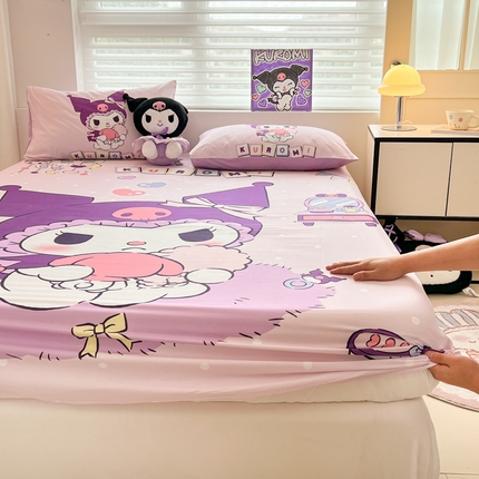 孩子王家纺 2025新款三丽鸥太空人全棉卡通床笠单件床罩床垫保护罩全包床单被套 美妆库洛米