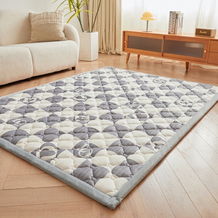 91家纺网 家纺一手货源 找家纺 爱思凯家纺 2025新款【爬爬垫-地垫-脚垫-床边地毯-防滑垫-床褥-床垫保护垫】-宝宝绒-法芙地垫 法芙地垫-爱心棋盘格