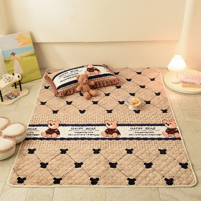 91家纺网 家纺一手货源 找家纺 美达家纺 2025新款牛奶绒印花地垫系列 小熊维尼