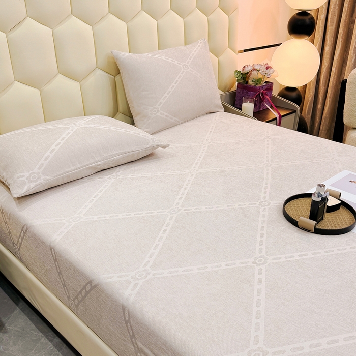 91家纺网 家纺一手货源 找家纺 太阳树家纺 2025新款A类雪尼尔提花绒床笠 印象北欧-咖