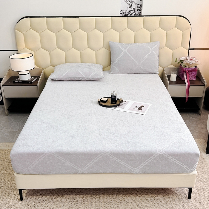 91家纺网 家纺一手货源 找家纺 太阳树家纺 2025新款A类雪尼尔提花绒床笠 马里奥-灰