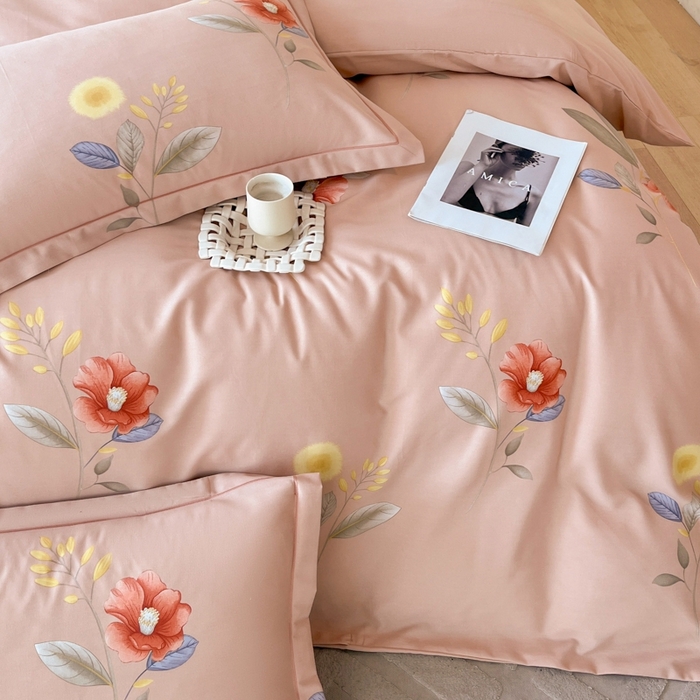 91家纺网 家纺一手货源 找家纺 铭成 2024新款全棉生态喷气加厚磨毛单品被套法风小香-粉