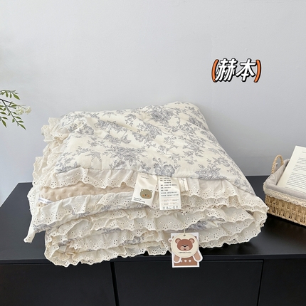 91家纺网 家纺一手货源 找家纺 （总）佰织鑫家居 2024新款全棉法式花边懒人豆豆被