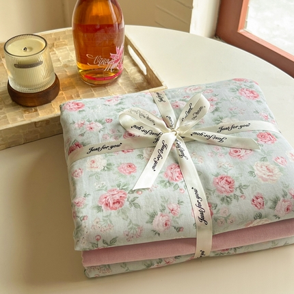 91家纺网 家纺一手货源 找家纺 一比一家纺 2025新款全棉母婴级抗菌有氧全棉双层纱亲肤全棉小清新印花三件套四件套 兰桂坊