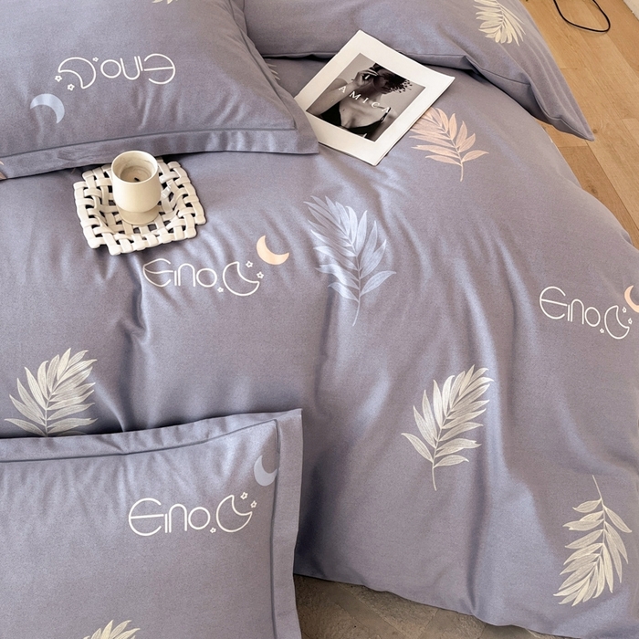 91家纺网 家纺一手货源 找家纺 铭成 2024新款全棉生态喷气加厚磨毛单品被套锦瑟月华-灰