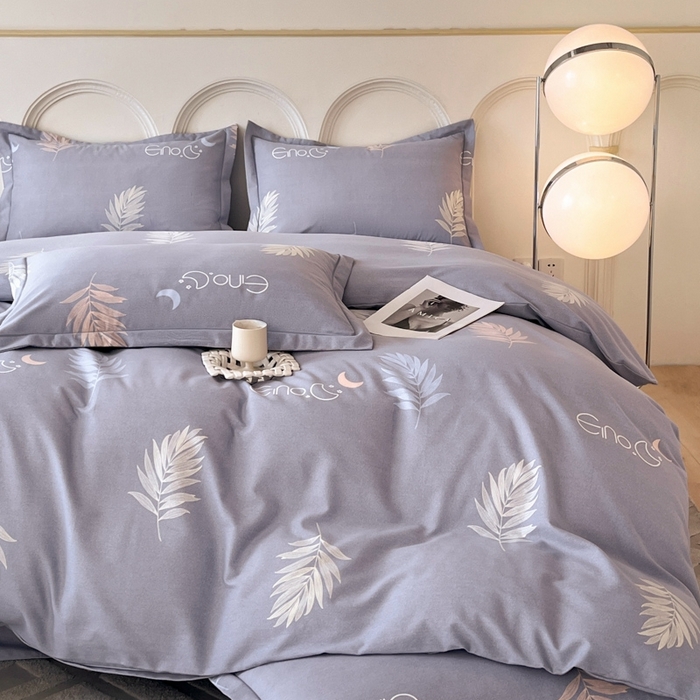 91家纺网 家纺一手货源 找家纺 铭成 2024新款全棉生态喷气加厚磨毛单品被套锦瑟月华-灰