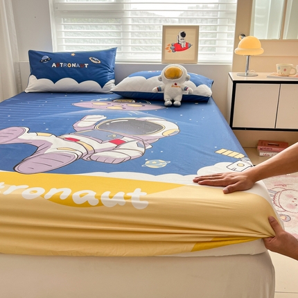 91家纺网 家纺一手货源 找家纺 孩子王家纺 2025新款三丽鸥太空人全棉卡通床笠单件床罩床垫保护罩全包床单被套 银河漫游