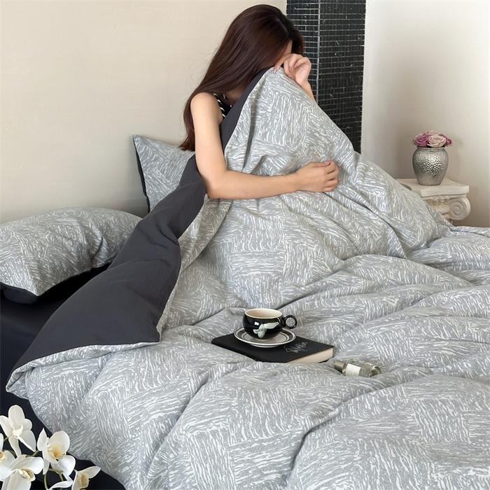 91家纺网 家纺一手货源 找家纺 （总）梦享生活家居 2024新款色织三层提花墨尔本系列四件套