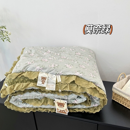 91家纺网 家纺一手货源 找家纺 （总）佰织鑫家居 2024新款全棉法式花边懒人豆豆被