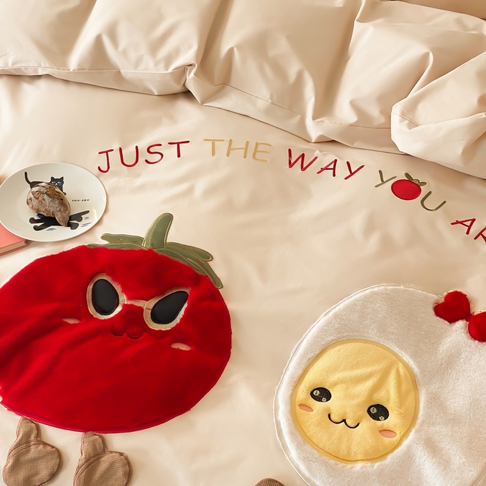 91家纺网 家纺一手货源 找家纺 朗莎家纺 2024新款卡通系列磨毛五件套 柿柿如意