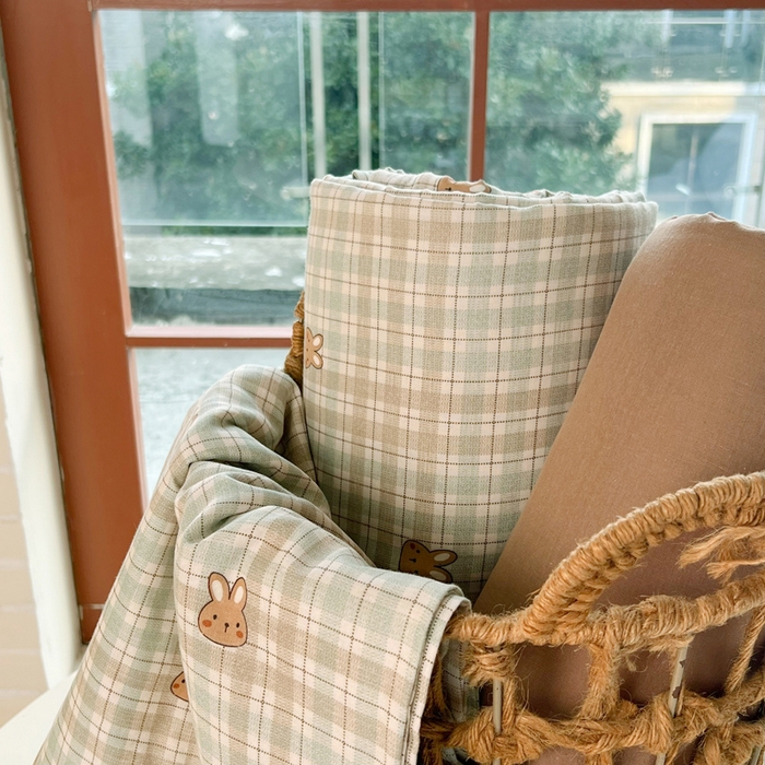 91家纺网 家纺一手货源 找家纺 一比一家纺 2025新款全棉母婴级抗菌有氧全棉双层纱亲肤全棉小清新印花三件套四件套 极简主义