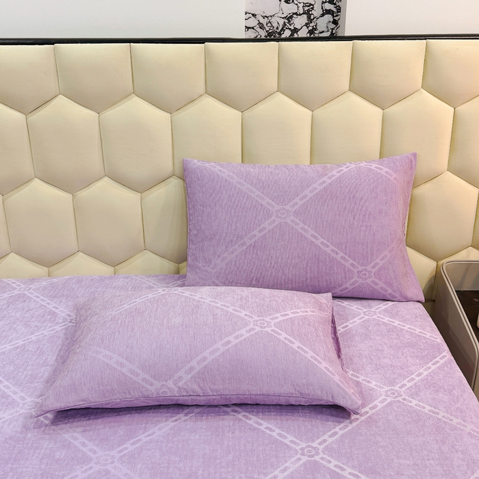 91家纺网 家纺一手货源 找家纺 太阳树家纺 2025新款A类雪尼尔提花绒床笠 炫彩-紫