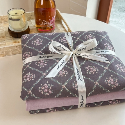 一比一家纺 2025新款全棉母婴级抗菌有氧全棉双层纱亲肤全棉小清新印花三件套四件套 花郁悠然