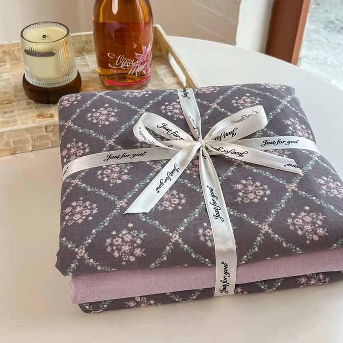 91家纺网 家纺一手货源 找家纺 一比一家纺 2025新款全棉母婴级抗菌有氧全棉双层纱亲肤全棉小清新印花三件套四件套 花郁悠然