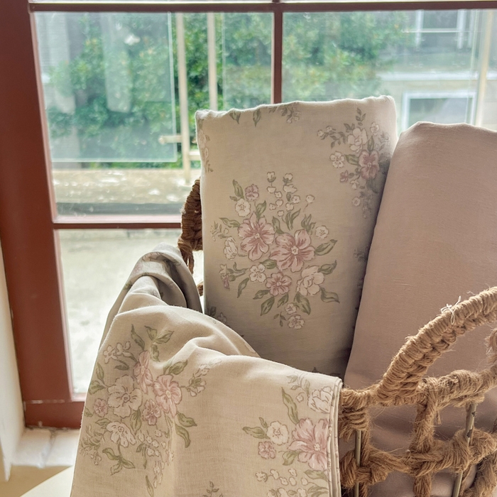 91家纺网 家纺一手货源 找家纺 一比一家纺 2025新款全棉母婴级抗菌有氧全棉双层纱亲肤全棉小清新印花三件套四件套 莱茵茶桂