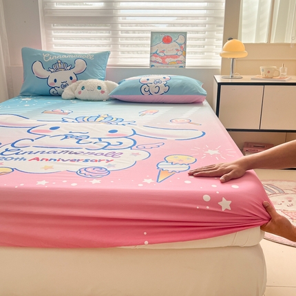 孩子王家纺 2025新款三丽鸥太空人全棉卡通床笠单件床罩床垫保护罩全包床单被套 闪亮库洛米