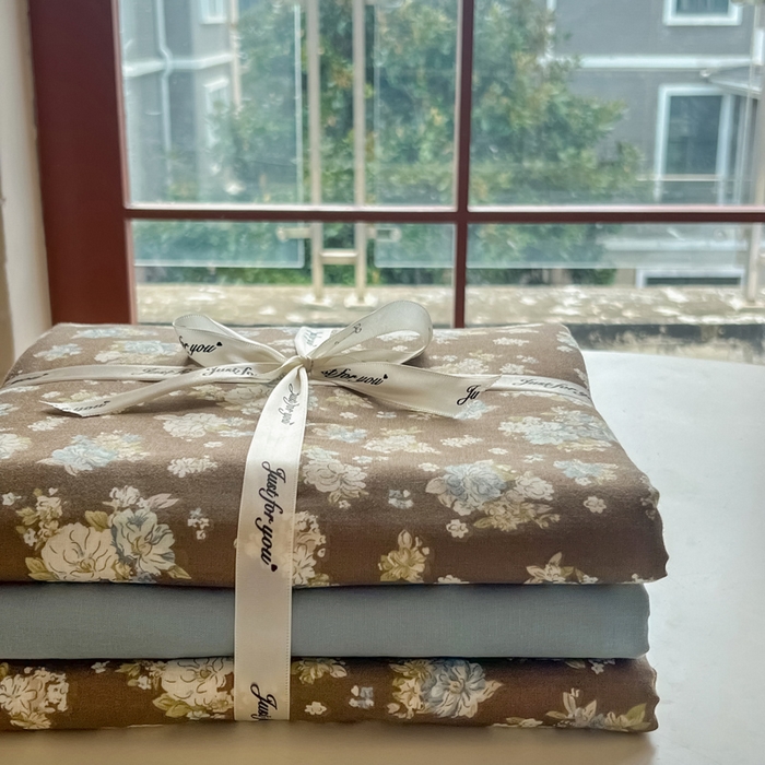 91家纺网 家纺一手货源 找家纺 一比一家纺 2026新款全棉母婴级抗菌有氧全棉双层纱亲肤全棉小清新印花三件套四件套 海盐拿铁