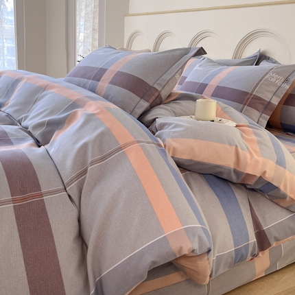 91家纺网 家纺一手货源 找家纺 铭成 2024新款全棉生态喷气加厚磨毛四件套月光传奇-咖