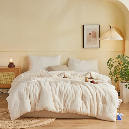 91家纺网 家纺一手货源 找家纺 （总）CINNY馨宜 A类全棉不染原棉水洗提花华夫格大豆被春秋被冬被