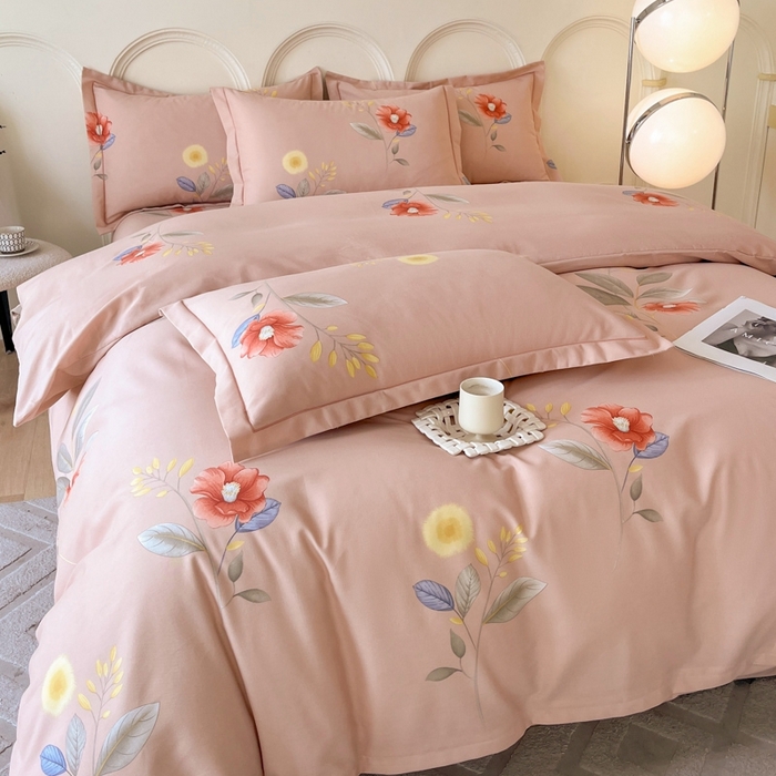 91家纺网 家纺一手货源 找家纺 铭成 2024新款全棉生态喷气加厚磨毛单品被套法风小香-粉